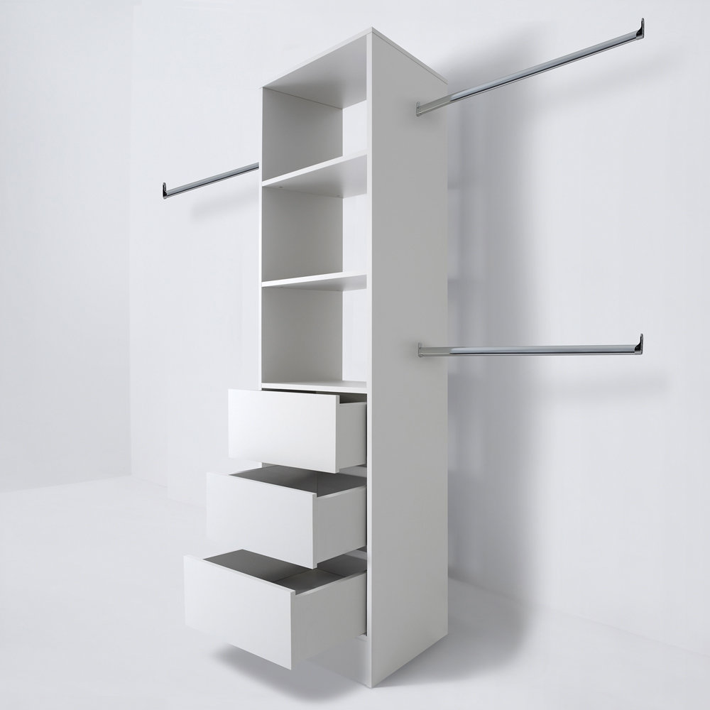Spacepro 3 Drawer Single Hanger Bar White Tower Unit 600mm Image 3