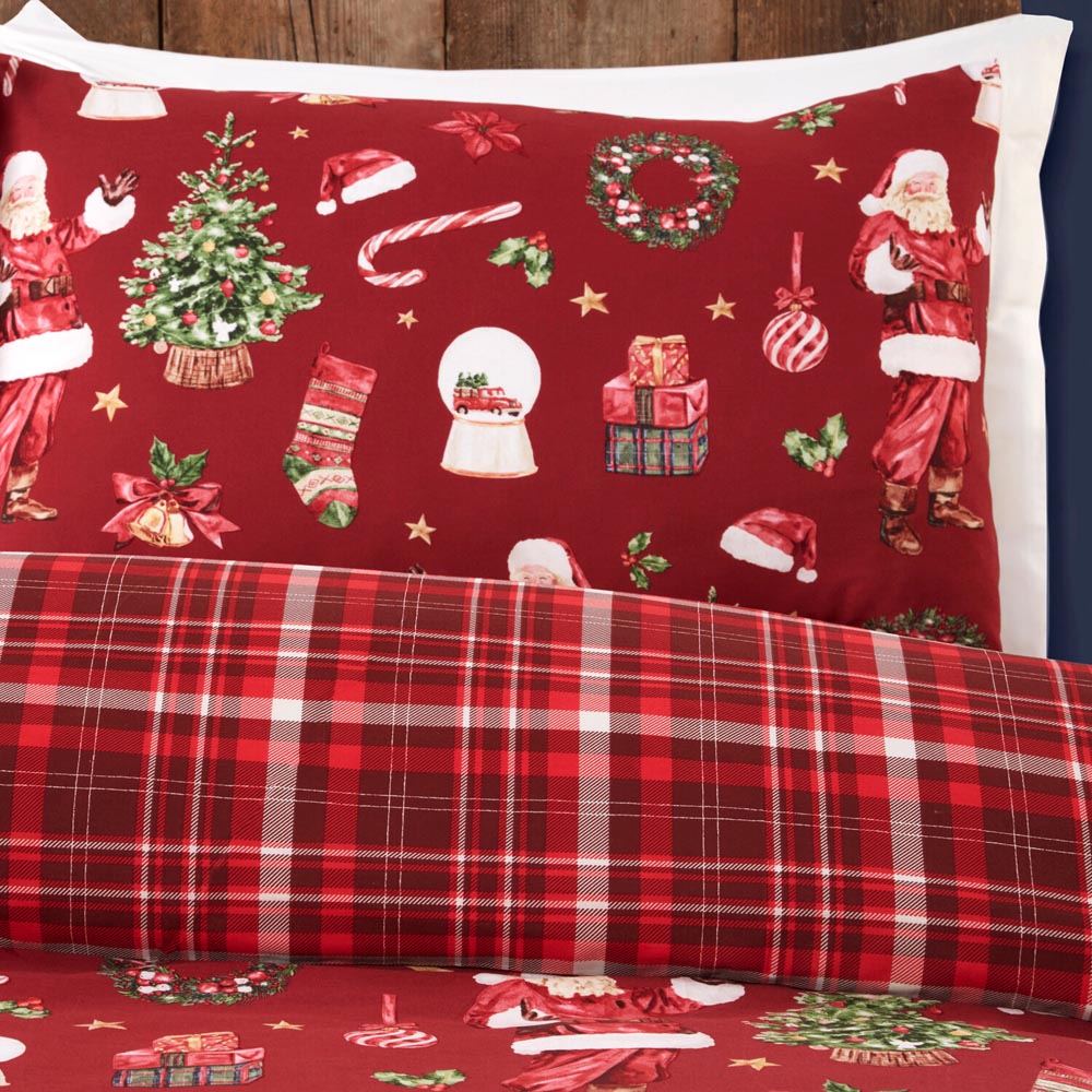 Festive Santa Duvet Set  - Red / Double Image 4