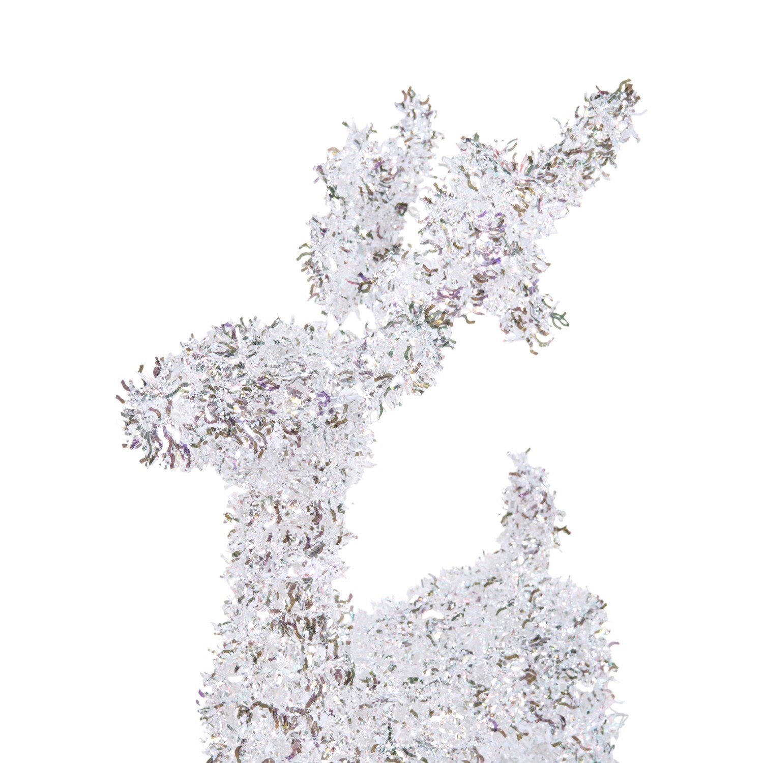 LED Silver Tinsel Reindeer Standing DecorationSilver Image 3