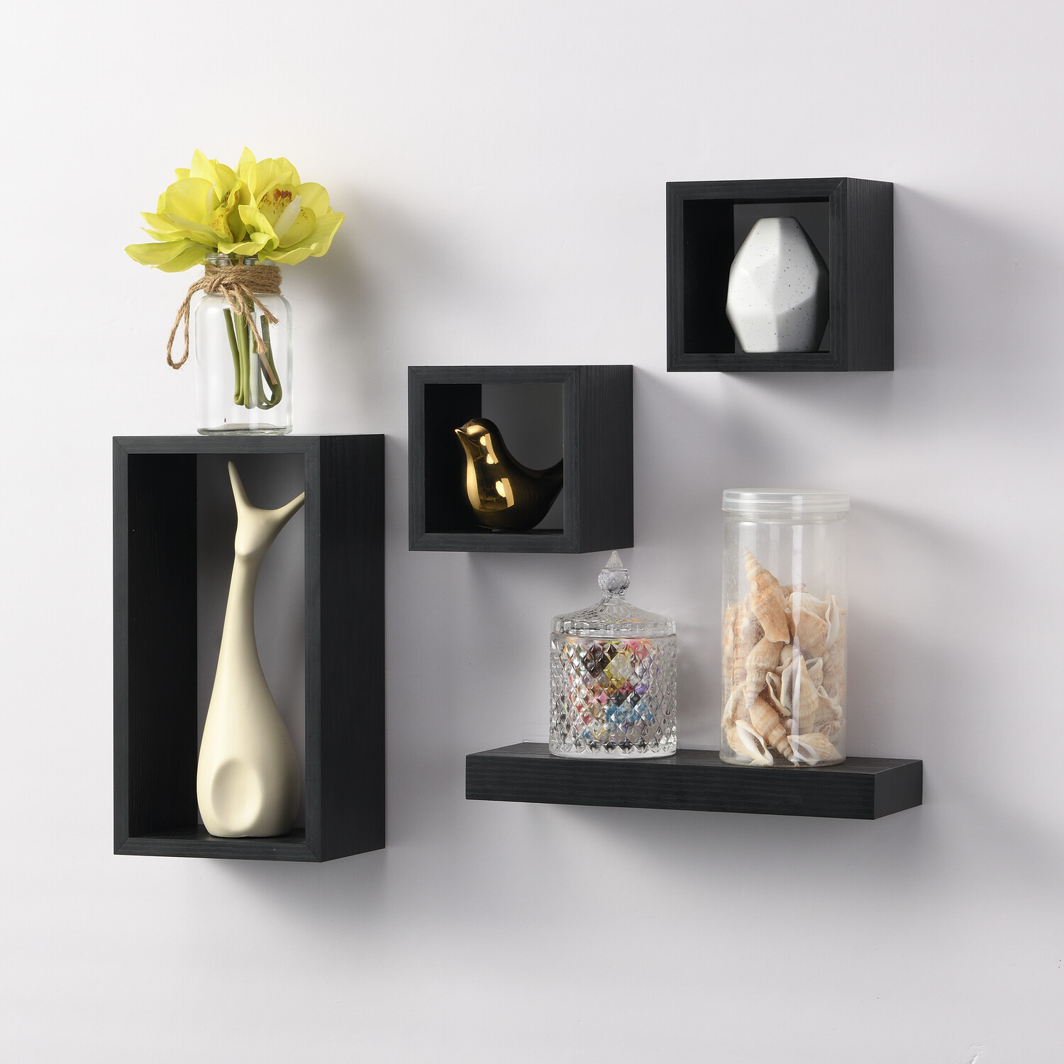 Set of 4 Latitude Floating Shelves - Black Image 4