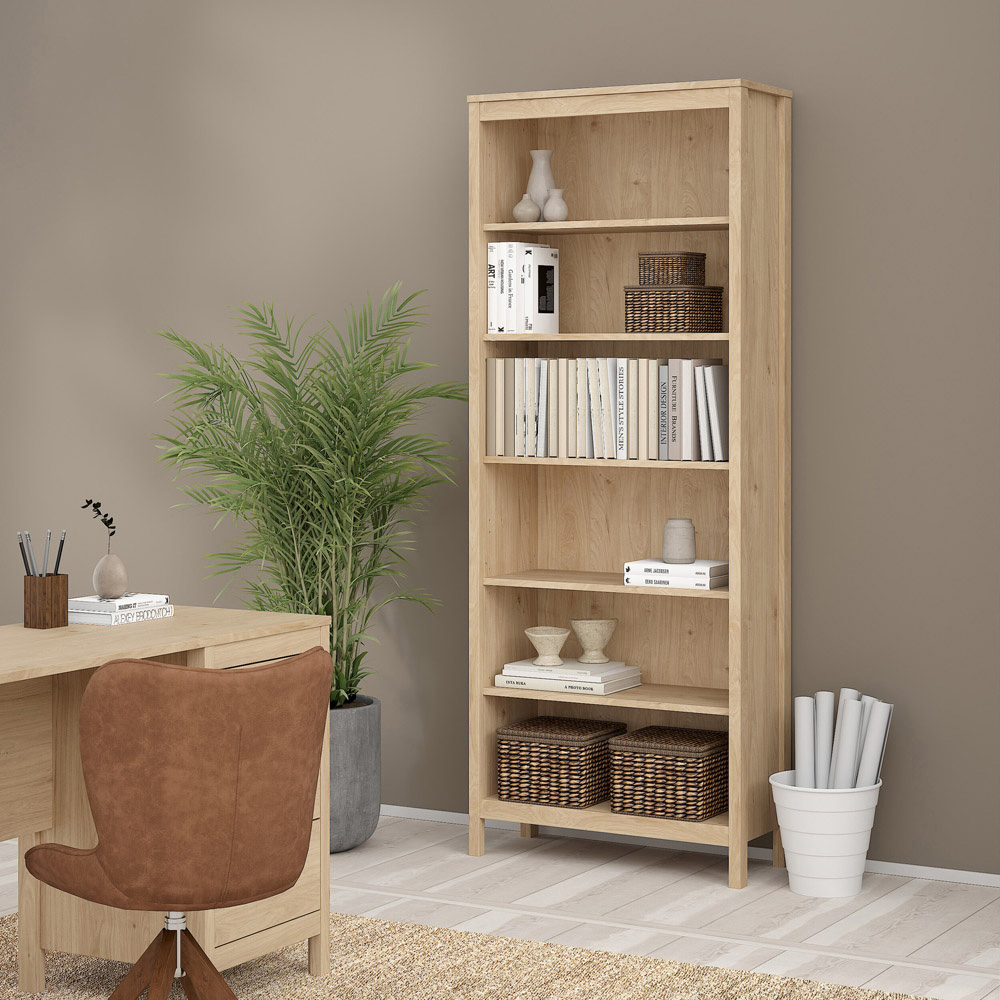 Furniture To Go Madrid Jackson Hickory Oak 6 Shelf Bookcase Image 6