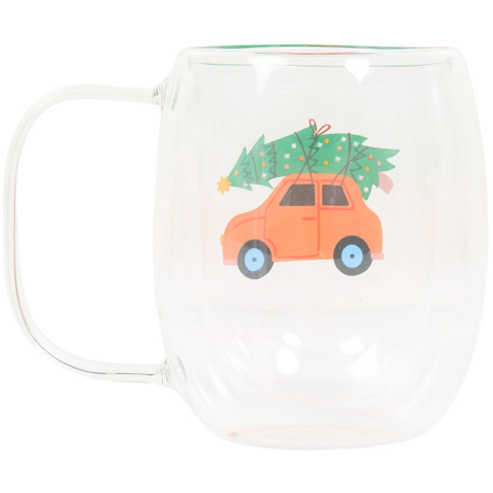 Double Wall Christmas Glass Mug Image 5