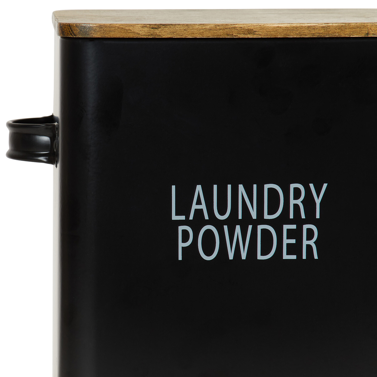 Malmo Laundry Powder Box with Dark Wood Lid Black Image 4