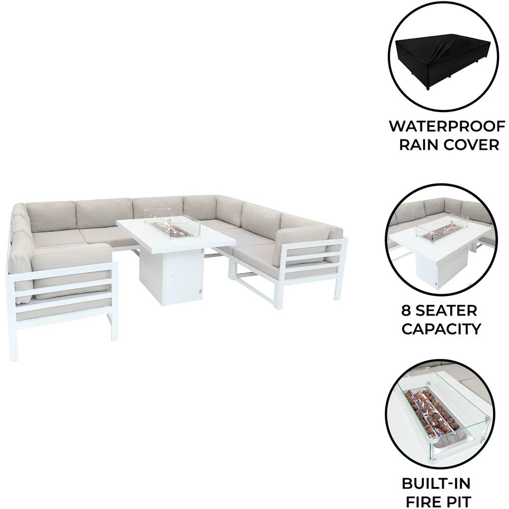 Jardi White 8 Seater Modular Garden Lounge Set with Fire Pit Image 5