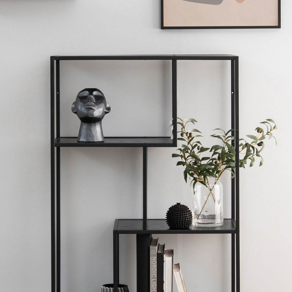 Furniture To Go Seaford Black 3 Shelf Metal Asymmetrical Bookcase Image 5
