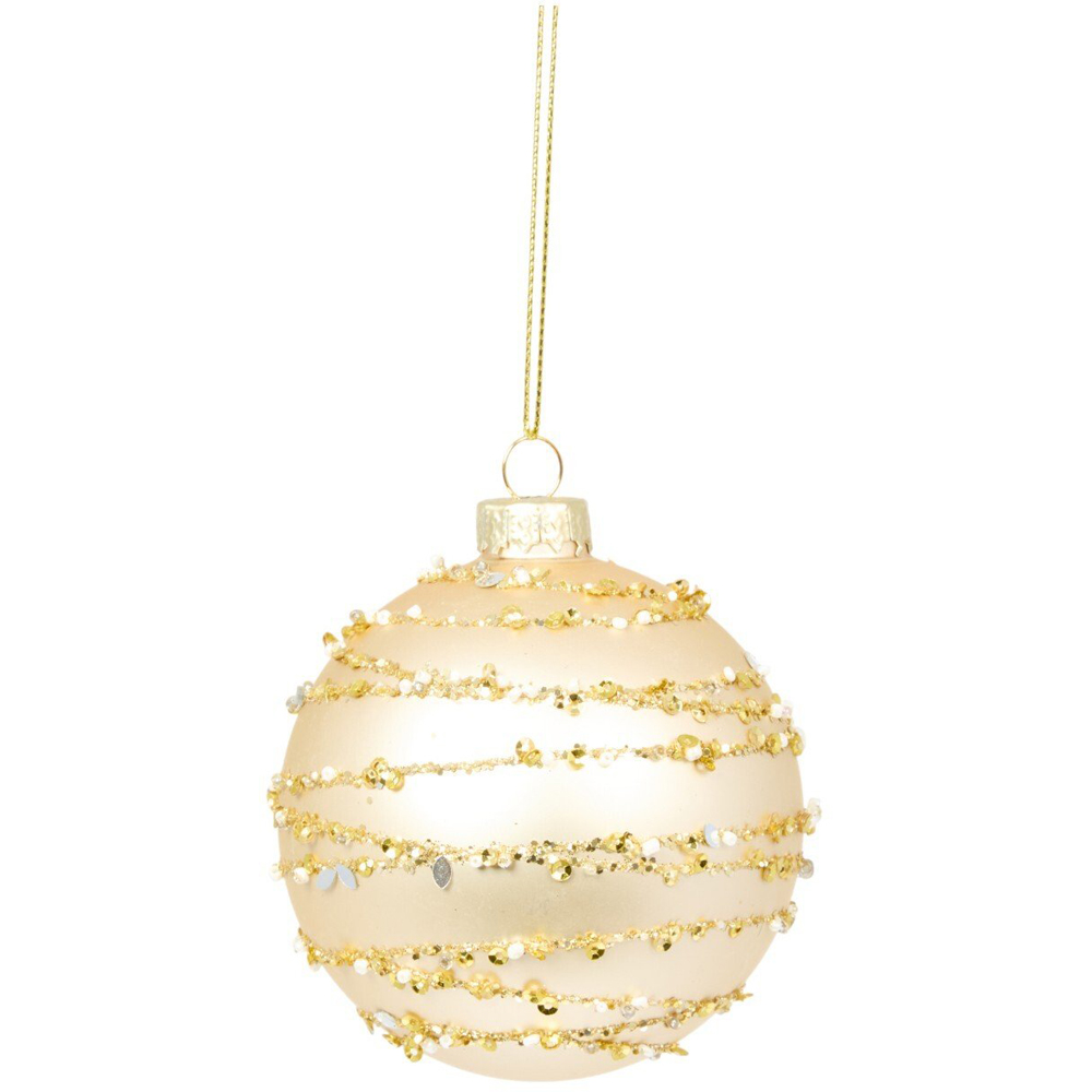 Pack of 6 Glass Baubles Champagne Image 2