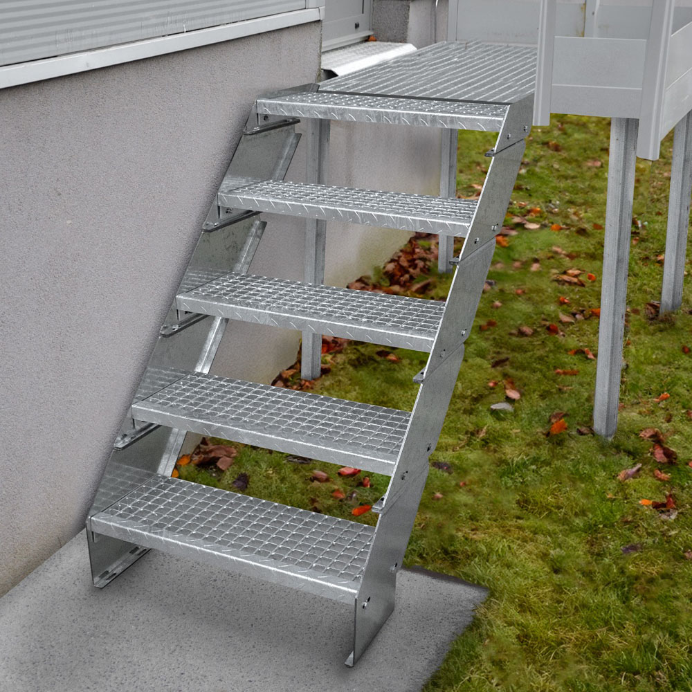 Monstershop 11 Section Adjustable Wide Galvanised Staircase 600mm Image 2