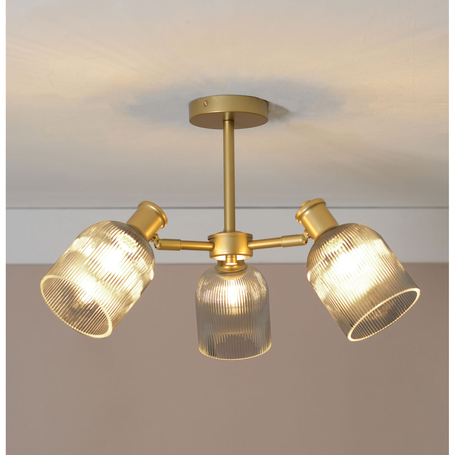 Sorrento Gold 3 Light Ceiling Fitting Image 3