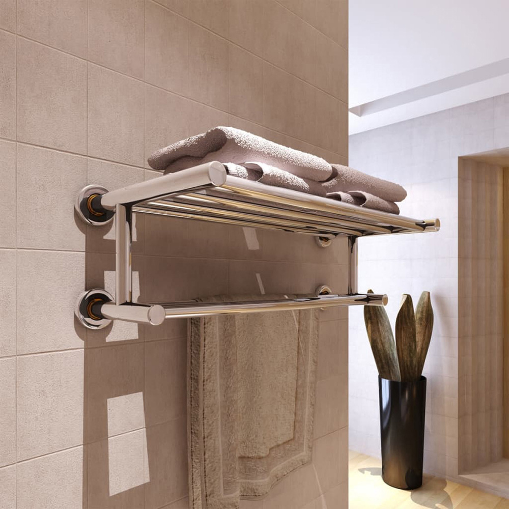 Walplus 6 Tubes Silver Stainless Steel Wall Mounted Towel Rack 60cm Image 2