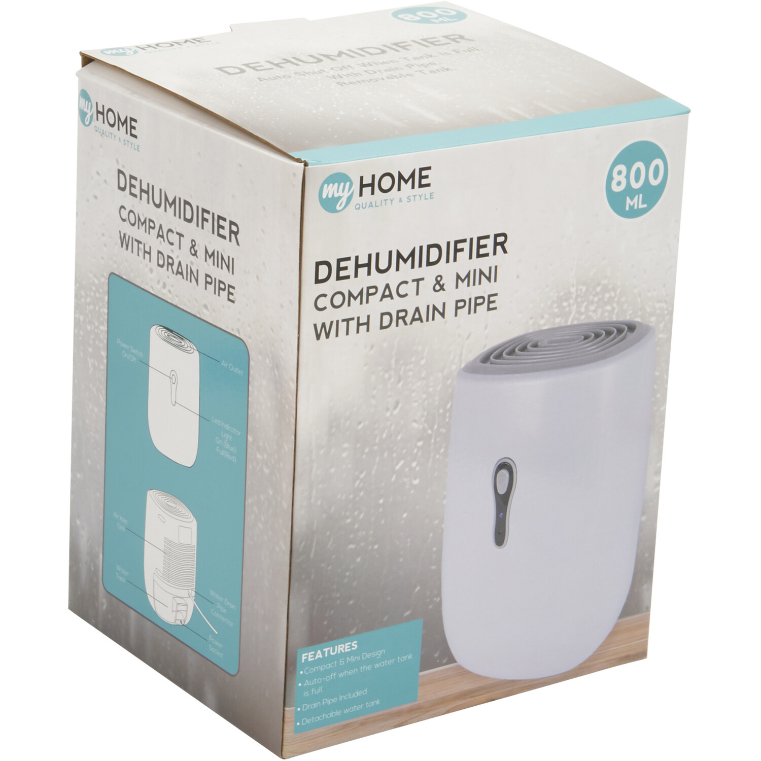 My Home Compact Dehumidifier with Drain Pipe Image 3