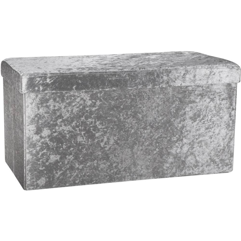 Seville Silver Crushed Velvet Storage Trunk Image 2