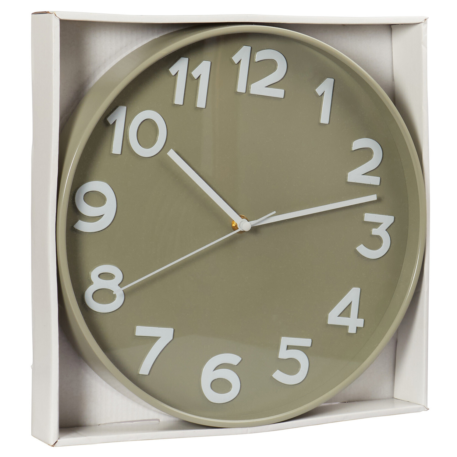 Stone and White Modern Round Wall Clock 33cm Image 2