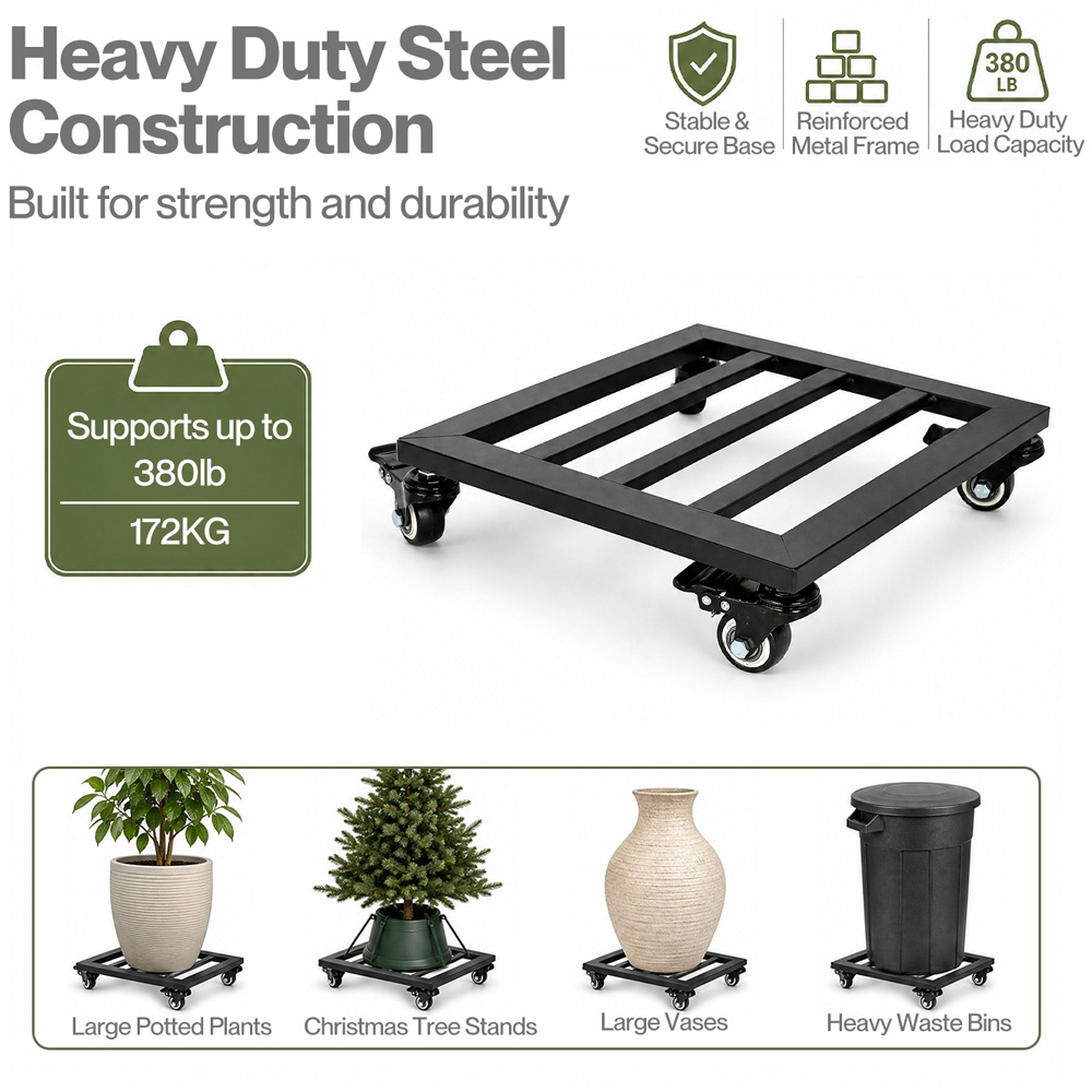Toque 30 x 30cm Heavy Duty Plant Caddy with Wheels Set of 2 Image 8