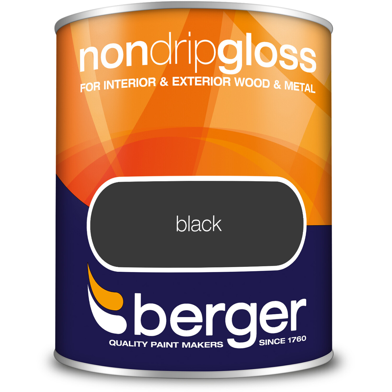 Berger Wood & Metal Black Non Drip Gloss Paint 750ml Image 2