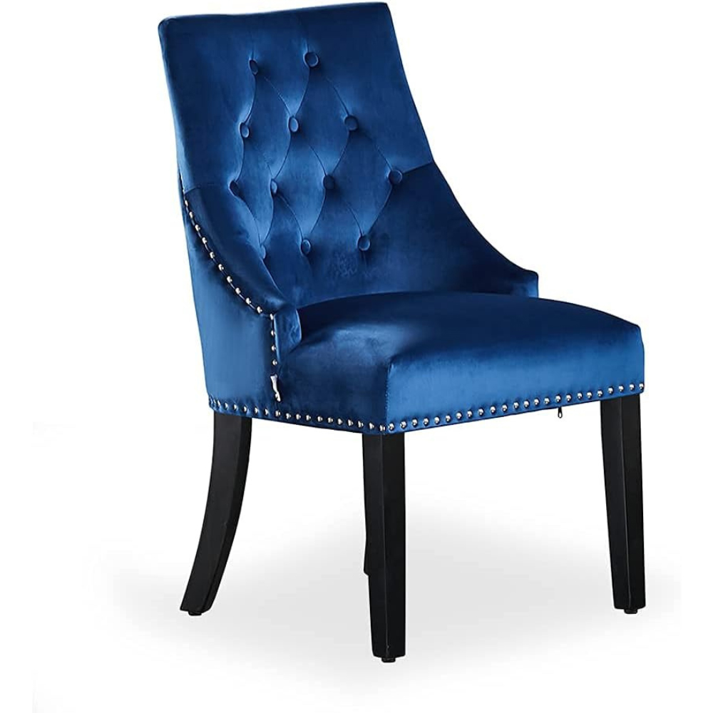 Life Interiors Windsor Blue Velvet Knocker Back Dining Chair Image 2