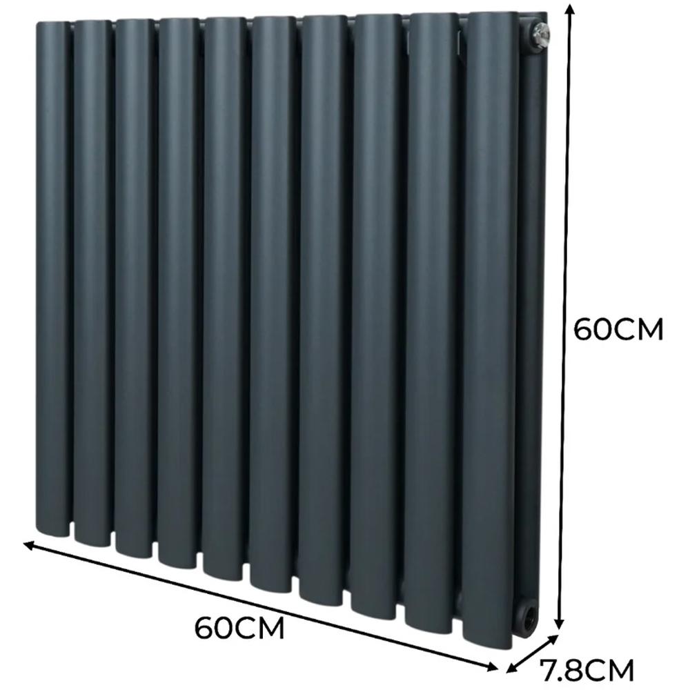 Monster Shop 2684BTU Anthracite Grey Oval Column Radiator 600 x 600mm Image 6