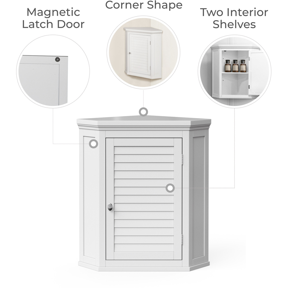 Teamson Home Glancy One Shutter Door Removable Wooden Corner Wall Cabinet White Image 3