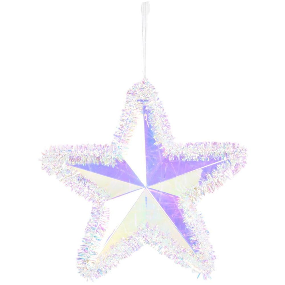 Iridescent Tinsel Star - White Image 4
