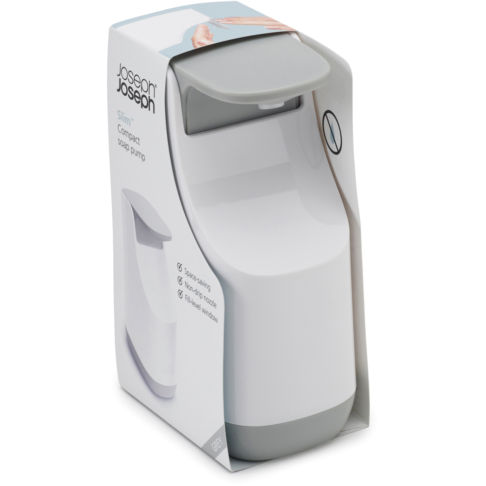 Joseph Joseph Slim Grey and White Compact Soap Dispenser Image 4