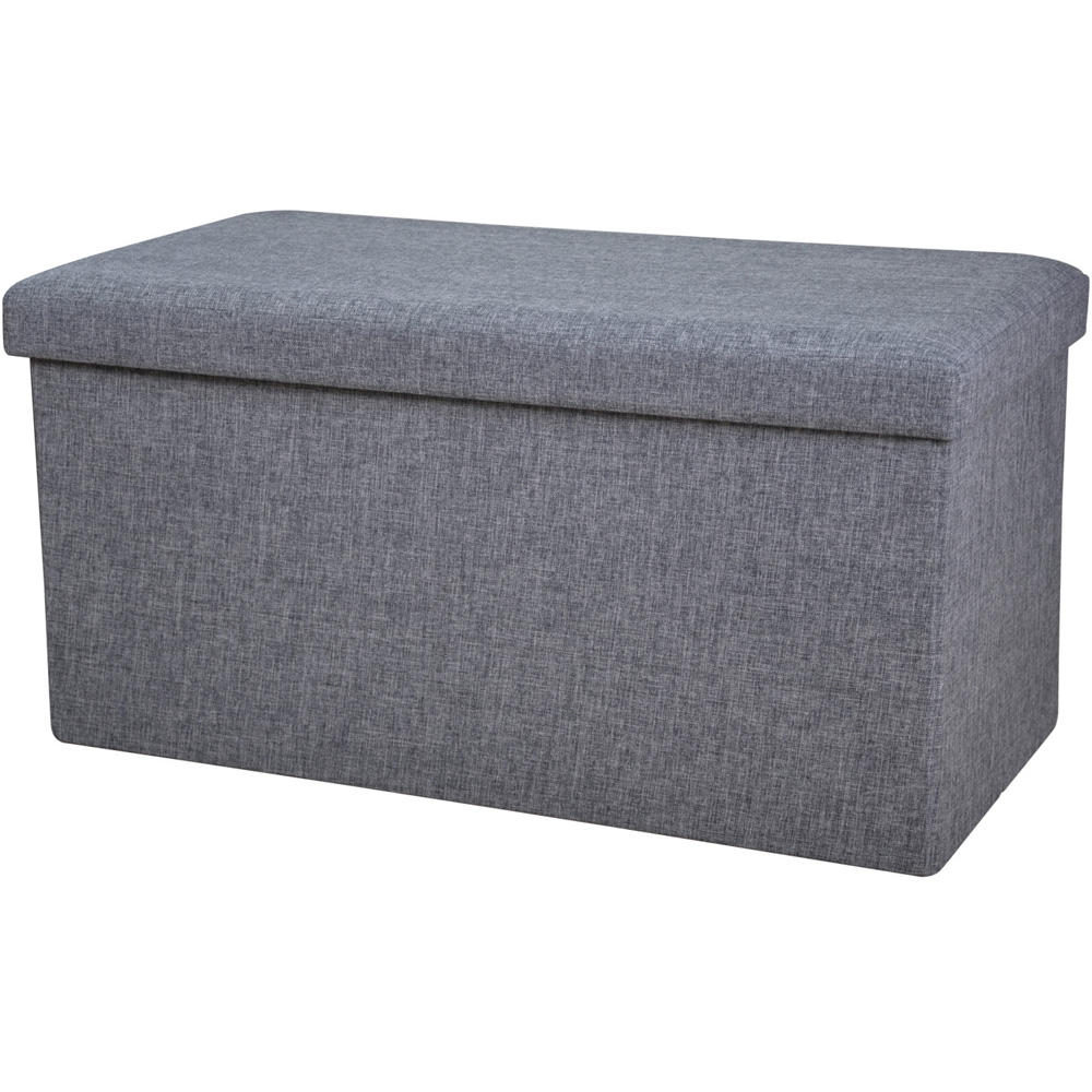 Seville Grey Linen Storage Trunk Image 2
