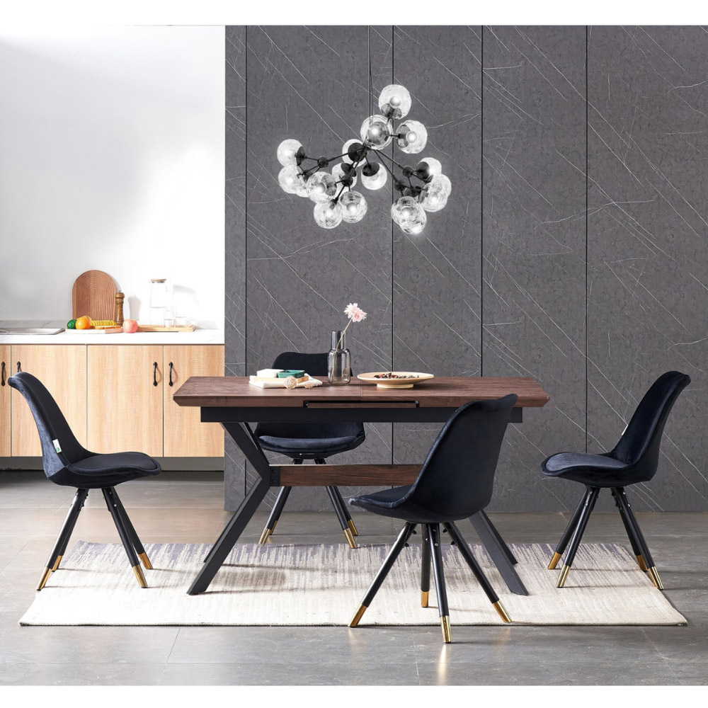 Life Interiors Sofia Black Velvet Upholstered Dining Chair Image 7