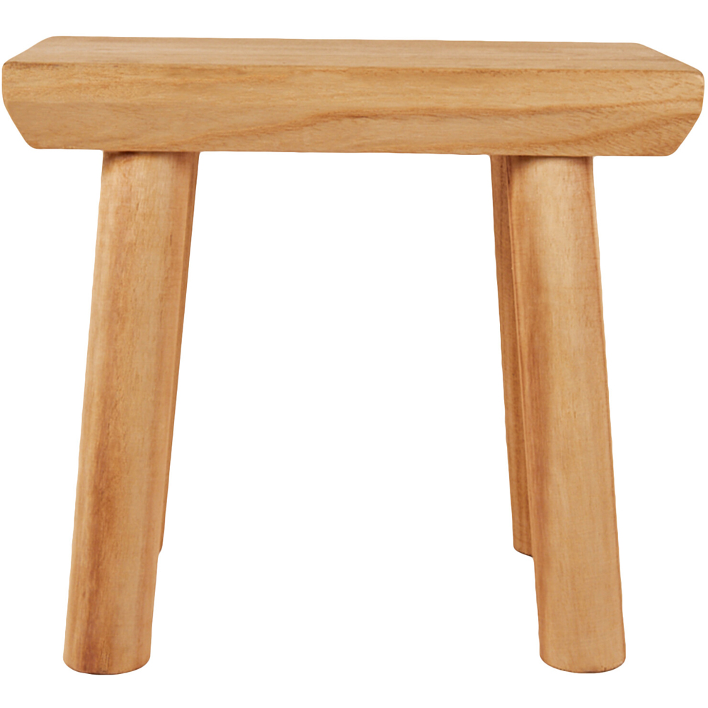 Rustic Wooden Stool - Brown Image 2