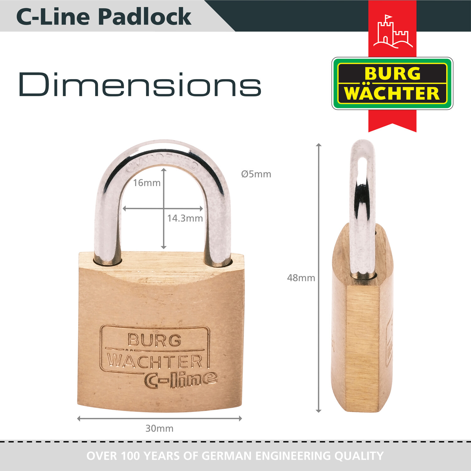 C Line Brass Padlock Brass 30mm Image 3