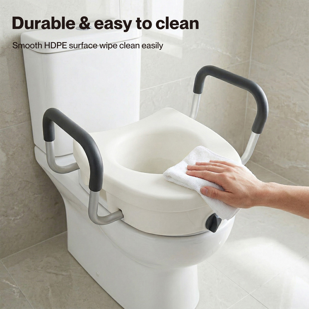 Levede Raised Toilet Seat with Armrest 4.7 inch Image 6