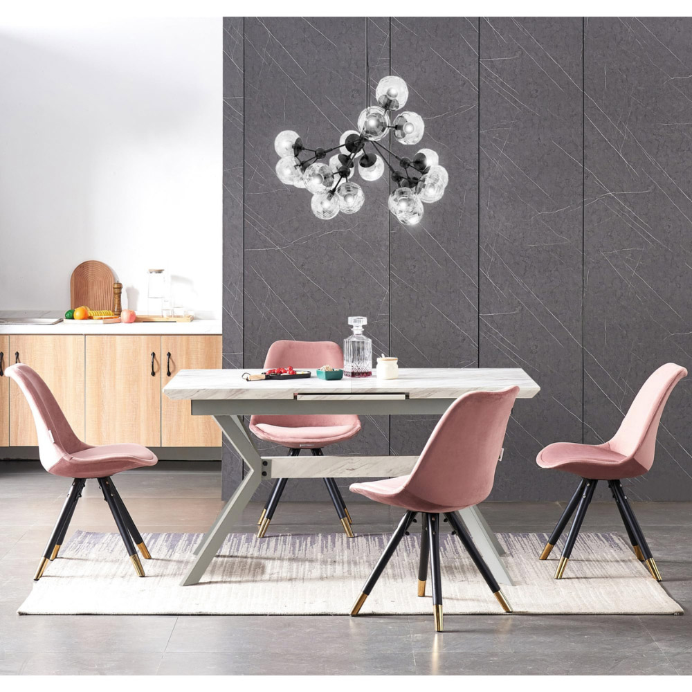 Life Interiors Sofia Pink Velvet Upholstered Dining Chair Image 7