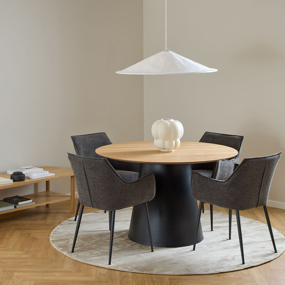 Furniture To Go Soli Oak and Black 4 Seater Round Dining Table Image 4