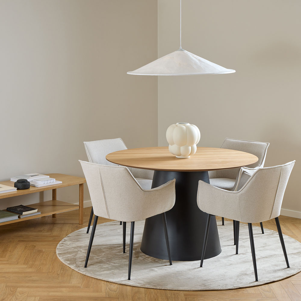 Furniture To Go Soli Oak and Black 4 Seater Round Dining Table Image 5
