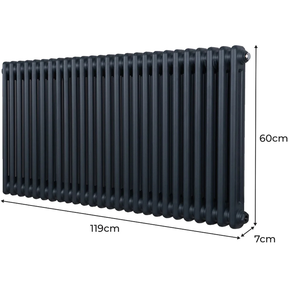 Monster Shop 5053 BTU Anthracite Grey Traditional 2 Column Radiator 600 x 1192mm Image 6