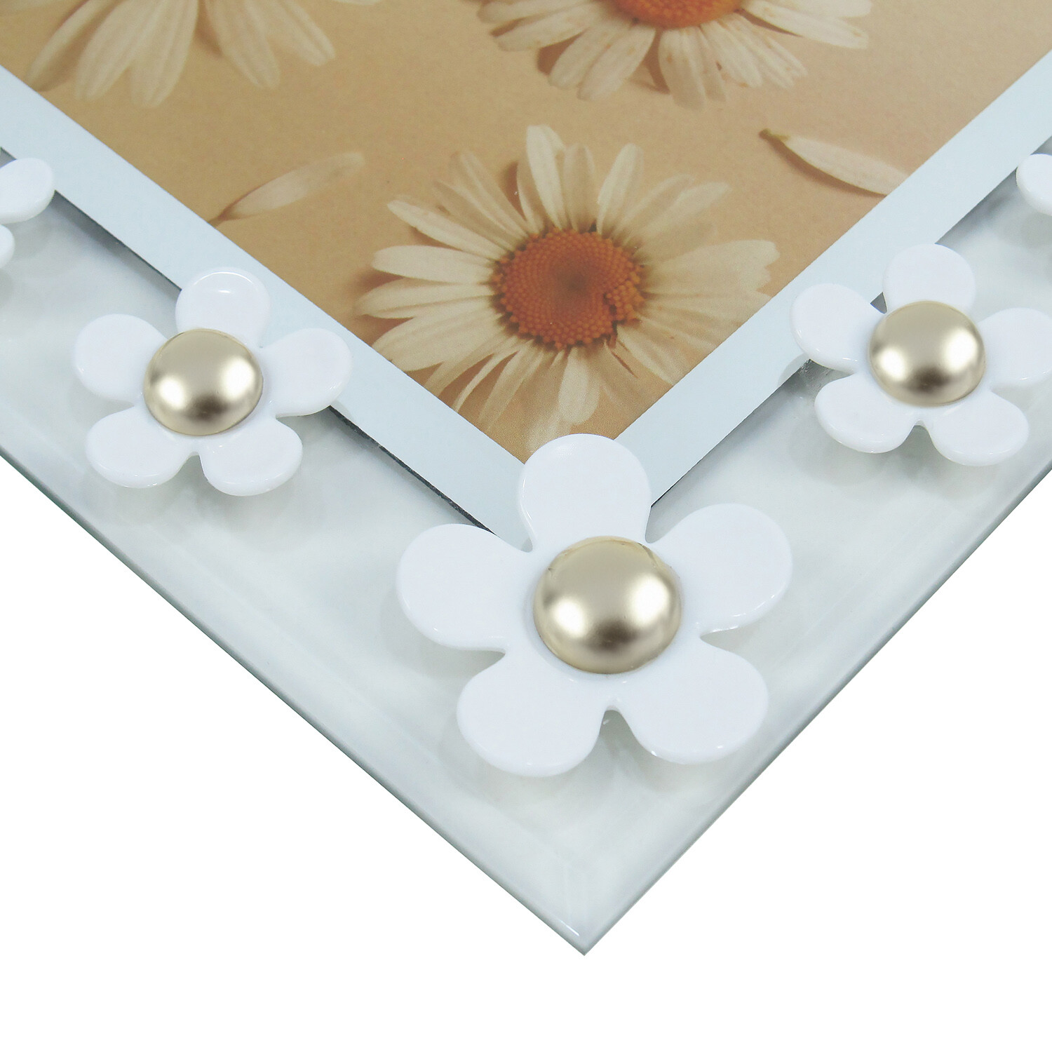 All Glass Flower Embellished Frame - White / 26.5cm Image 6