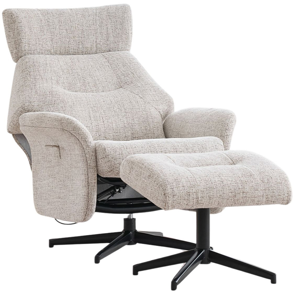 Queensbridge Beige Swivel Chair and Footstool Image 2