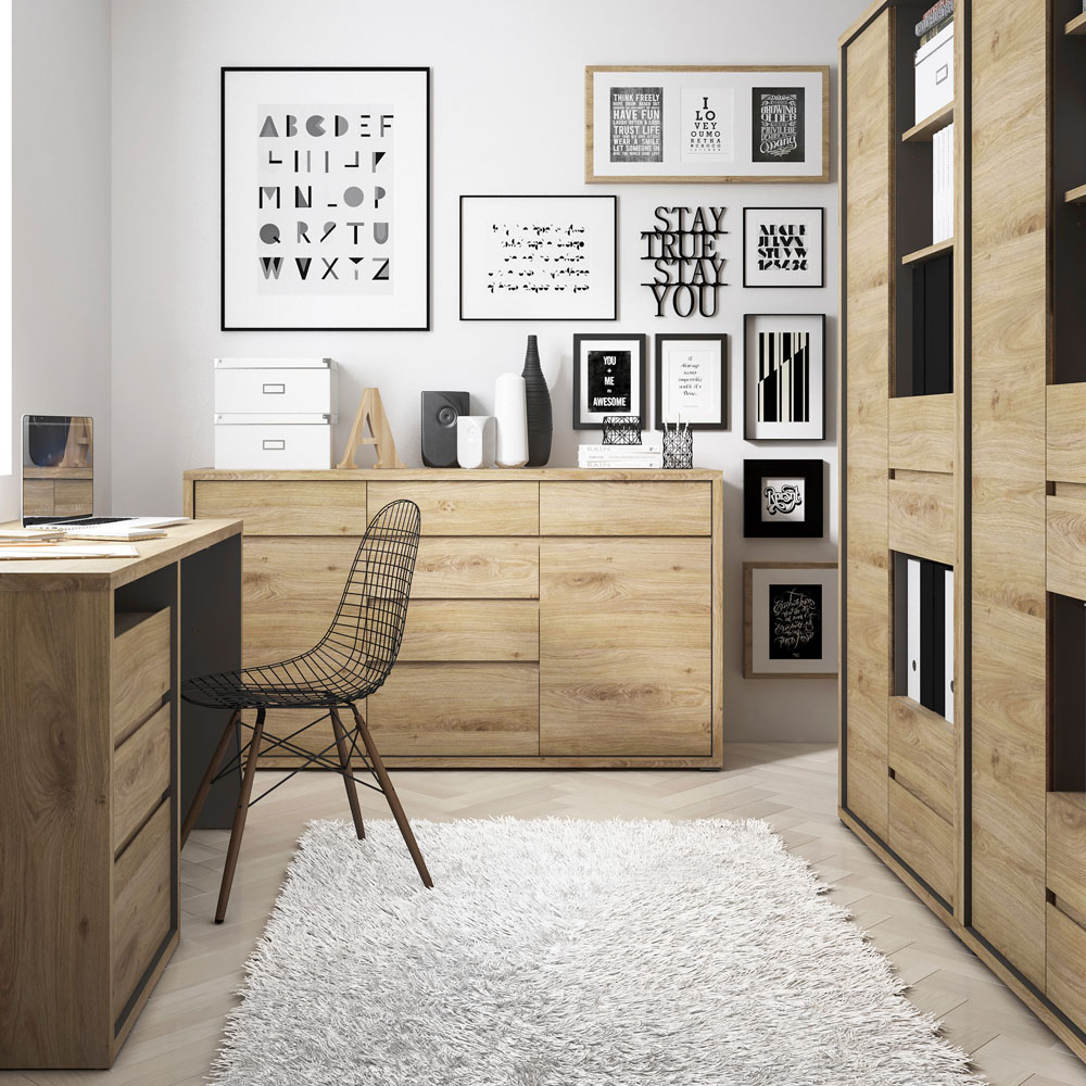 Furniture To Go Shetland Oak Single Door 4 Drawer 4 Shelf Bookcase Image 6