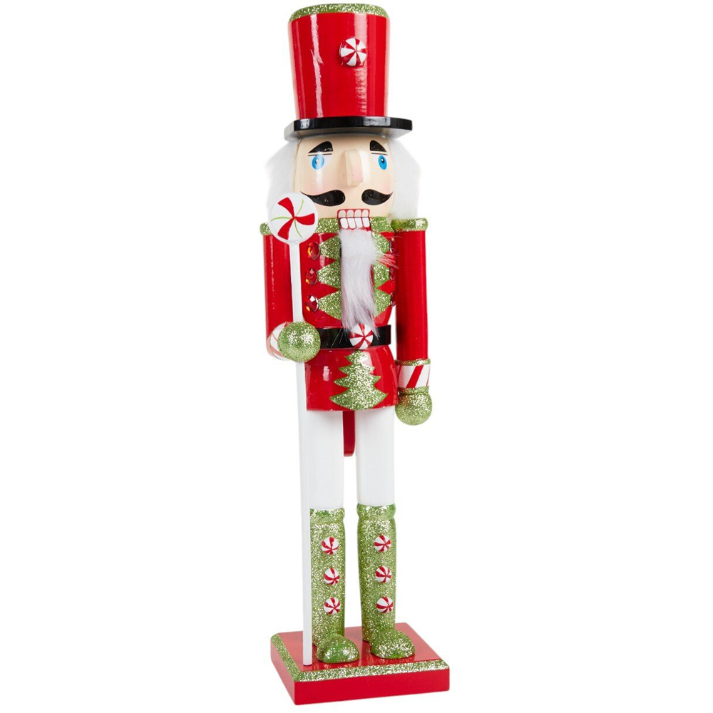 Wooden Nutcracker Standing DecorationRed and Green Image 2