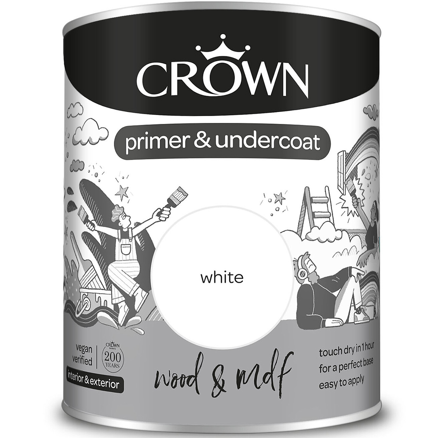 Crown Wood & MDF White Primer & Undercoat 750ml Image 2
