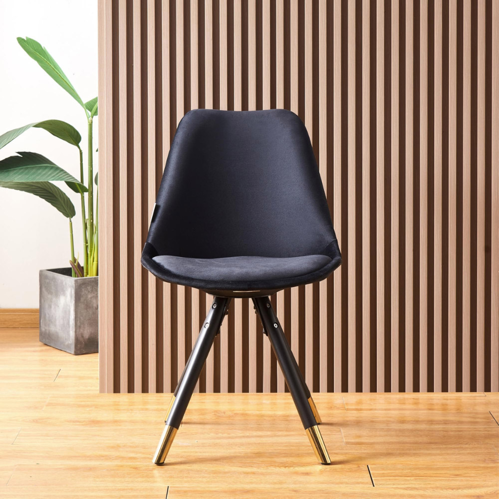 Life Interiors Sofia Black Velvet Upholstered Dining Chair Image 6