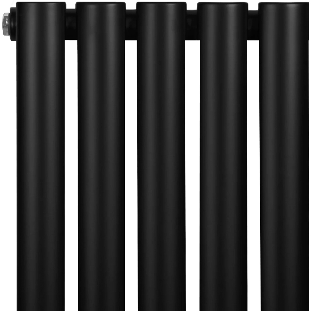 MonsterShop Black Oval Single Column Radiator and Chrome Valve Set 3838 BTU 1600 x 480mm Image 4