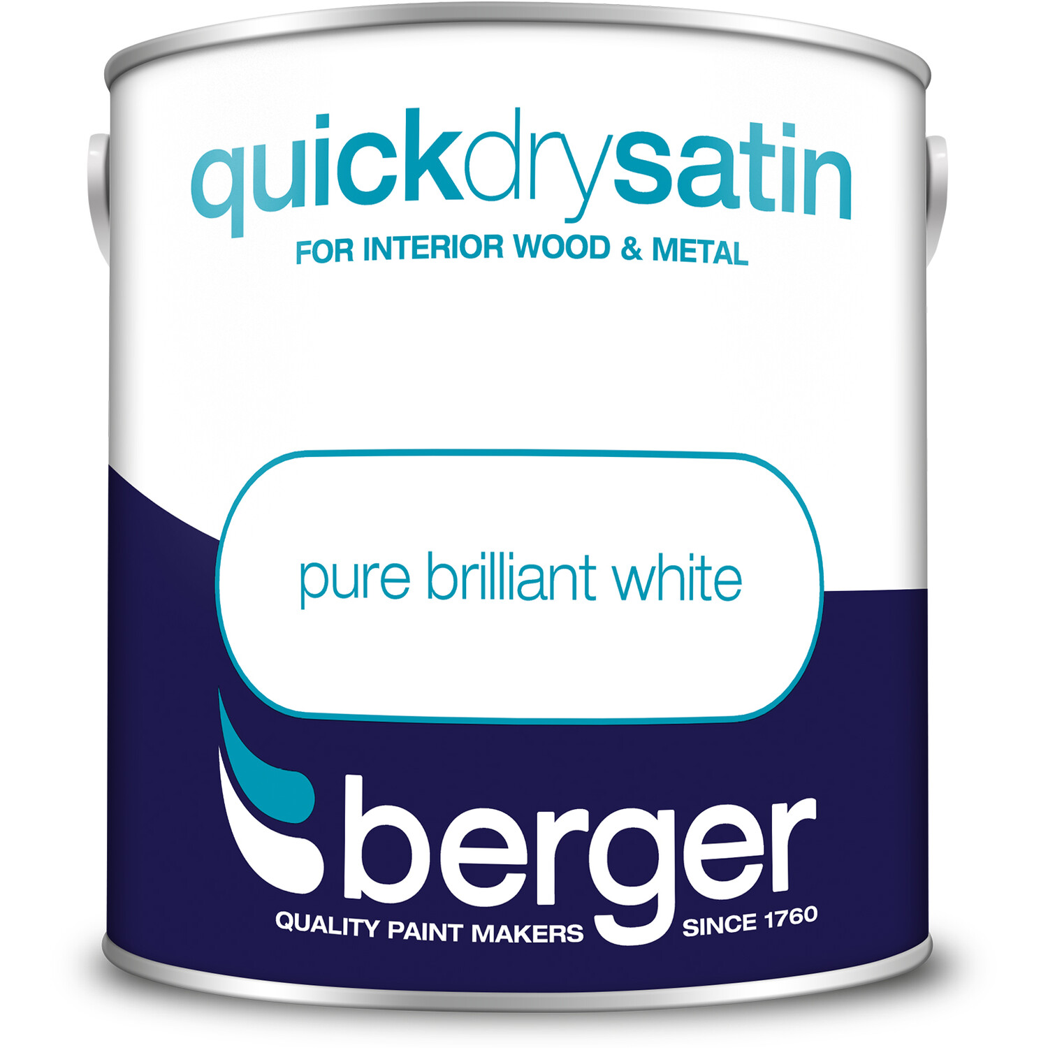 Berger Quick Dry Satin Pure Brilliant White Paint 2.5L Image 2