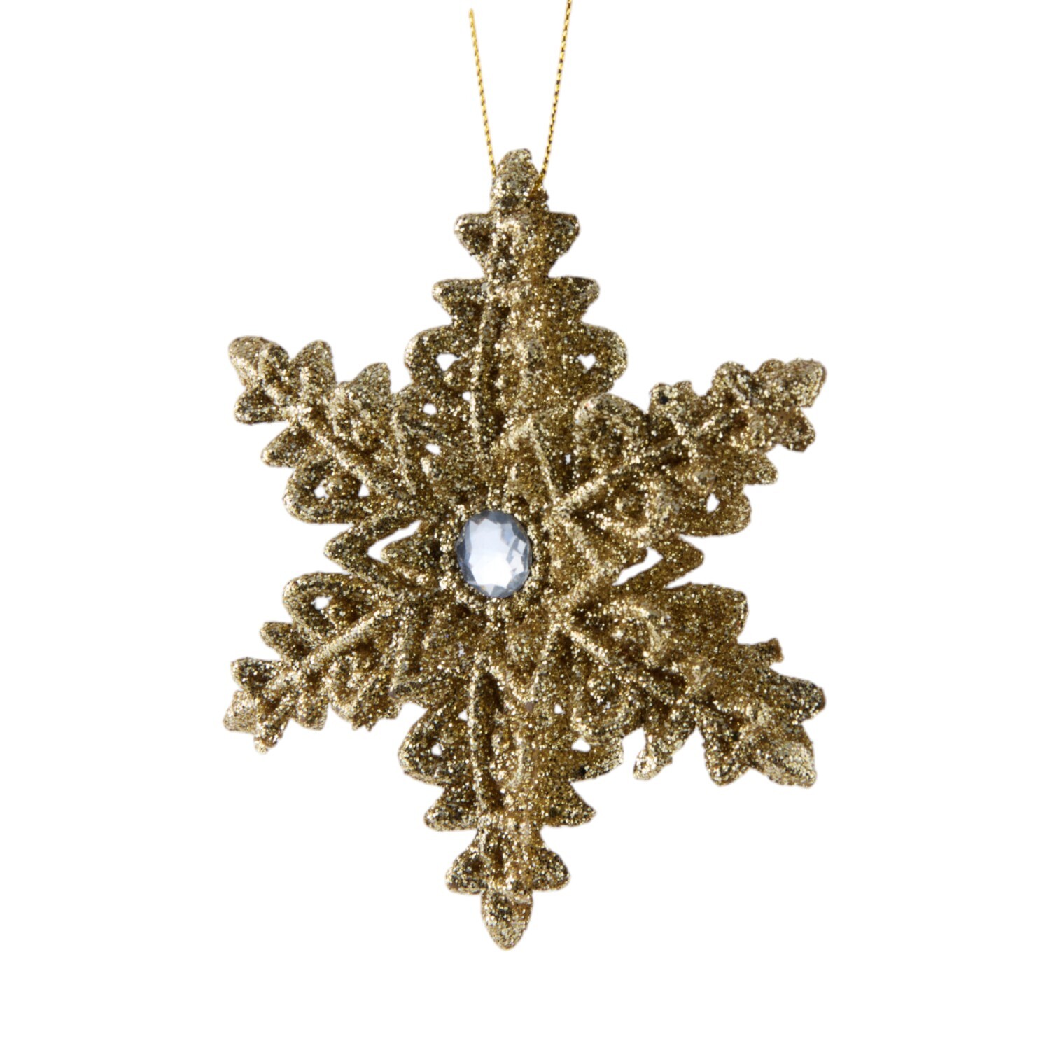 Glitter Snowflake Christmas Hanging Decoration Gold Image 3