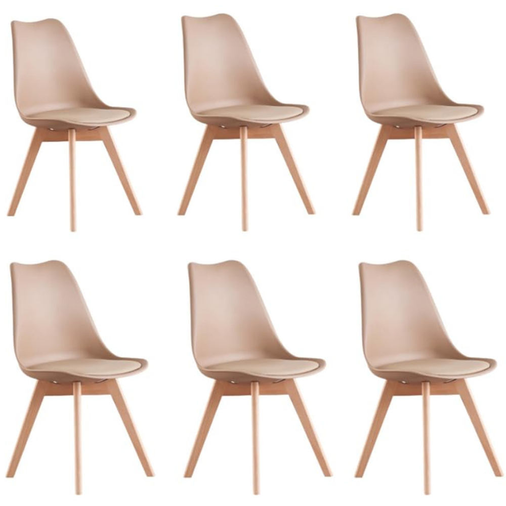 Life Interiors Lorenzo Vanilla Faux Leather Plastic Dining Chairs Set of 6 Image 5
