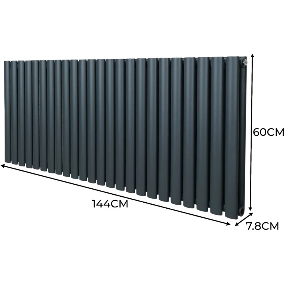 Monster Shop 6440BTU Anthracite Grey Oval Column Radiator and Valves 600 x 1440mm Image 6