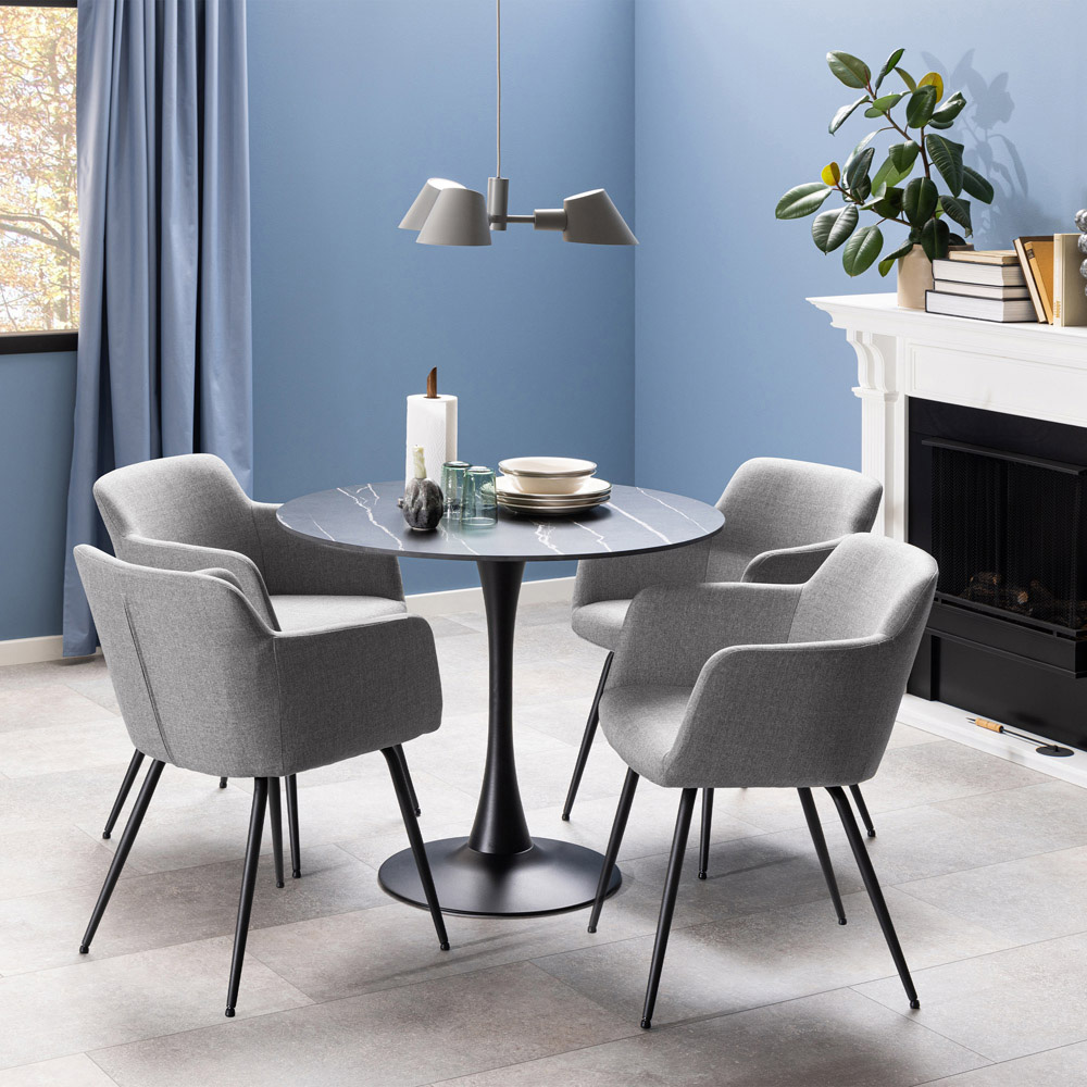 Furniture To Go Malta Black Ceramic 4 Seater Round Dining Table Image 7