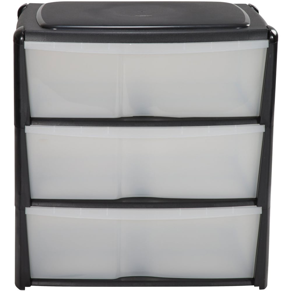Black 3 Drawer Wide Storage Unit Image 1