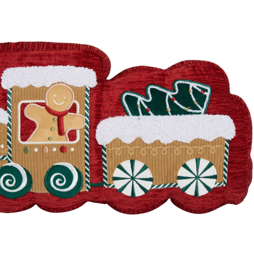 Gingerbread Train Cushion - Red Image 4
