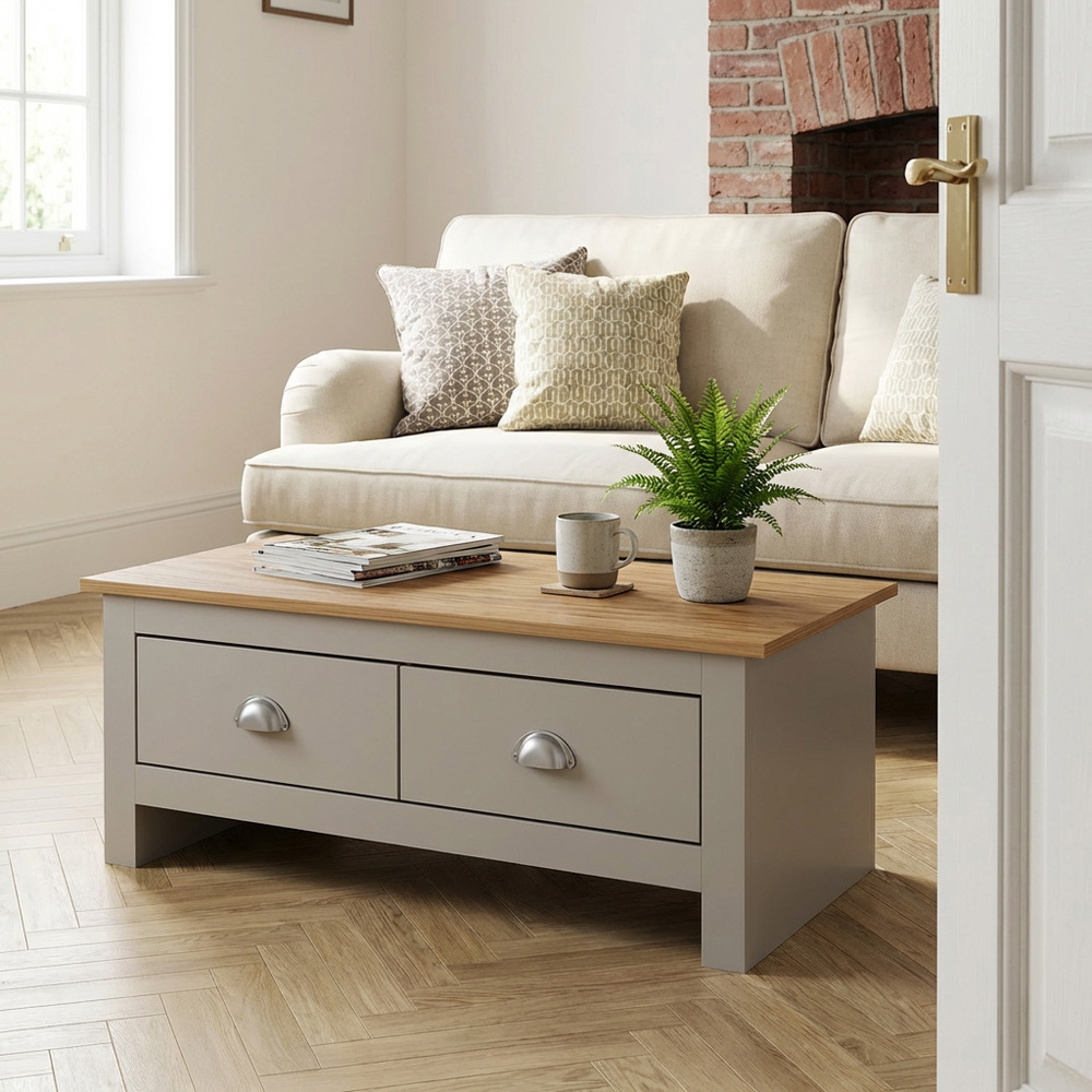 Lexington 2 Drawer Grey Coffee Table Image 2
