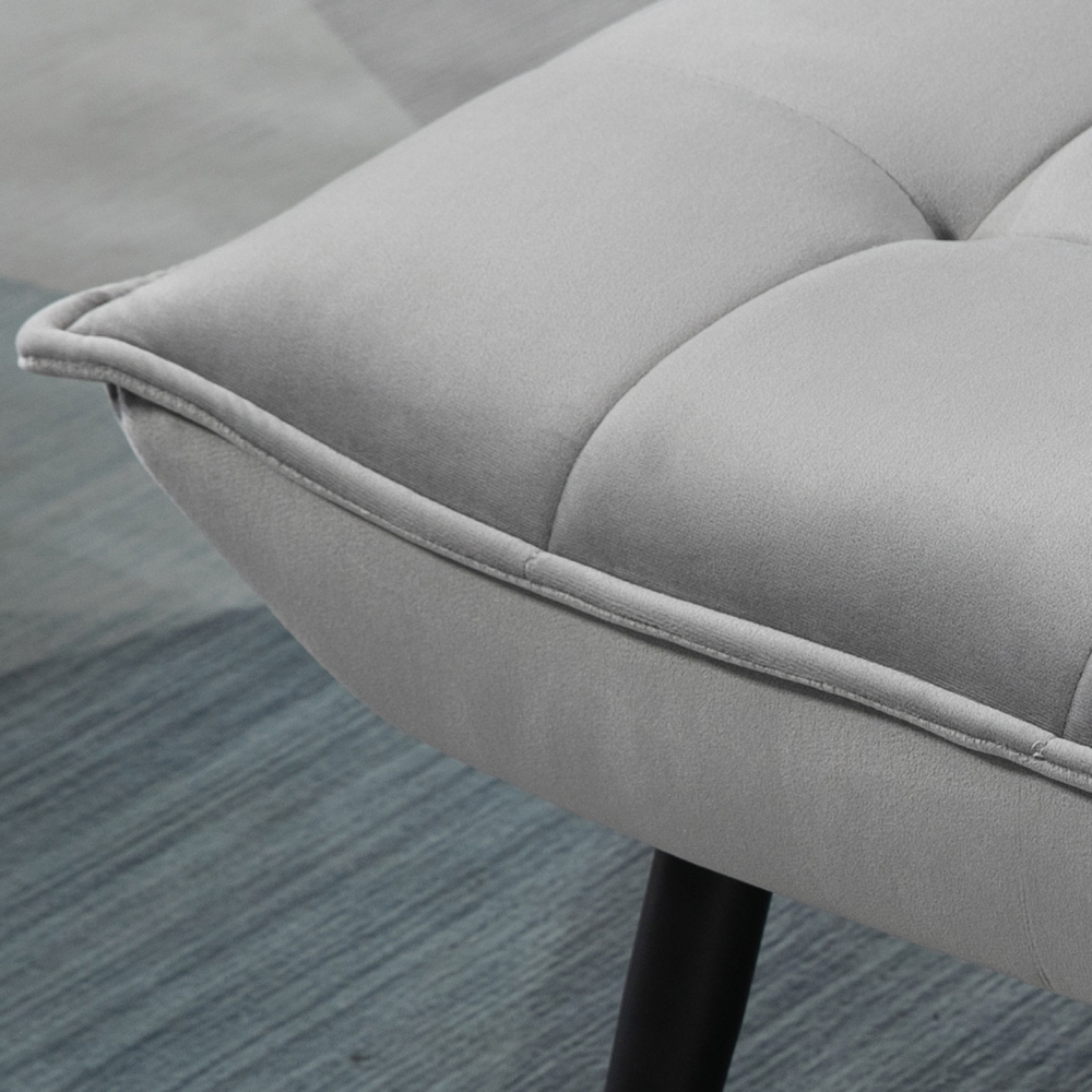HOMCOM Armless Accent Chair with Footstool Set with Pillow and Steel Legs Grey Image 6