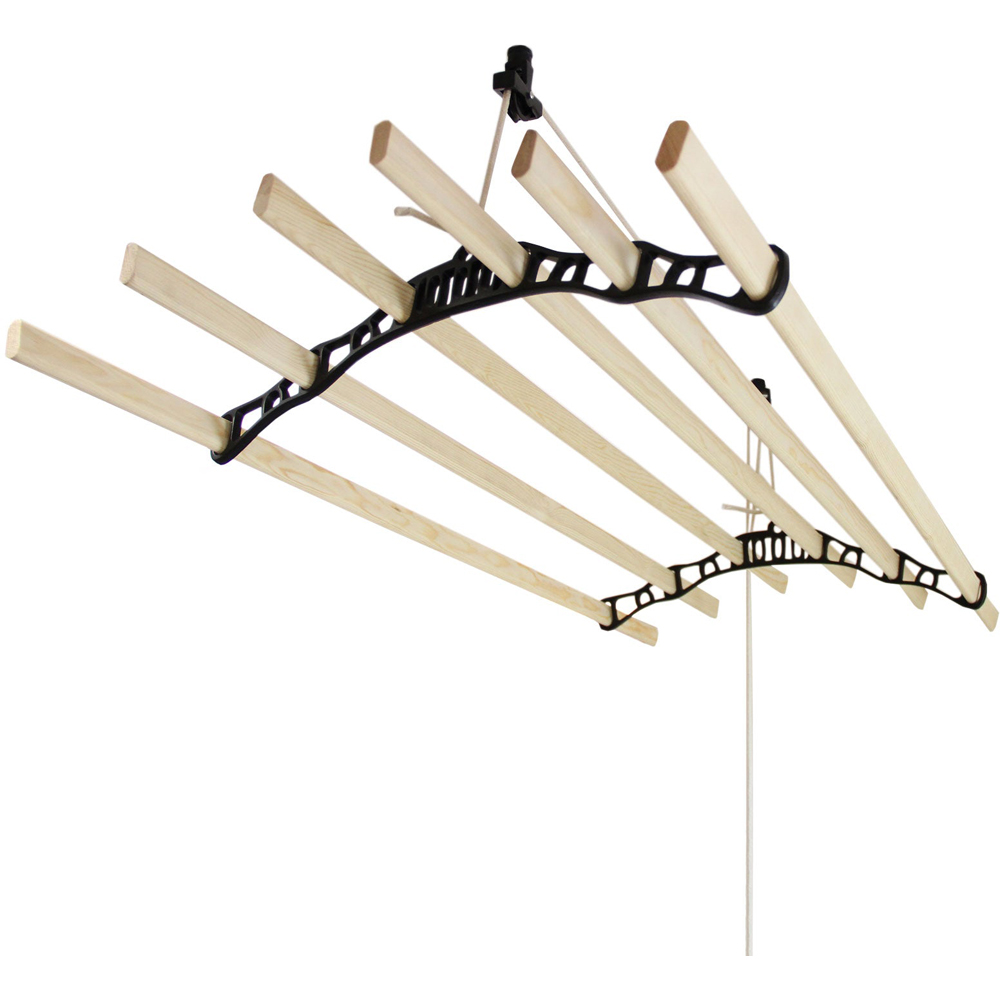 MonsterShop Black Ceiling Pulley Clothes Airer 2.4m Image 3