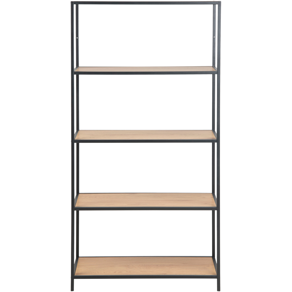 Furniture To Go Seaford Black and Oak 4 Shelf Tall Bookcase Image 2